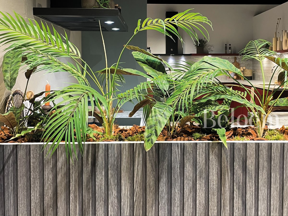 Plantenbakken in de showroom